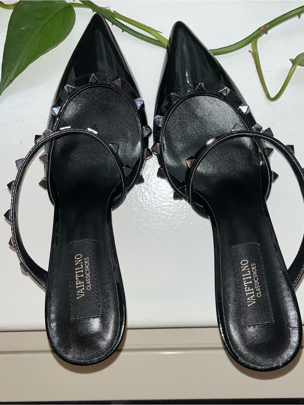 Valentino Black Patent Leather Studded Mules - Picture 4 of 7